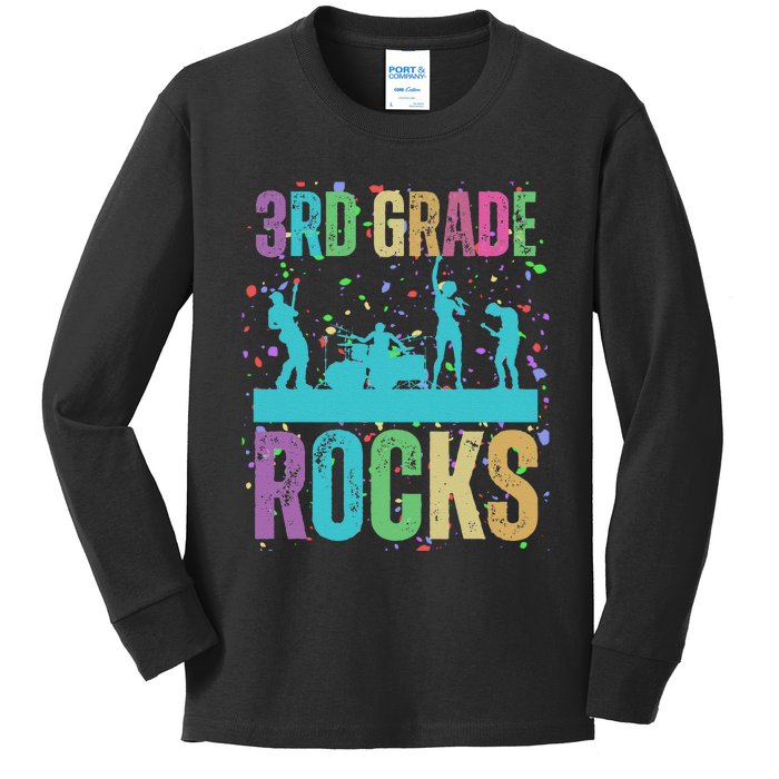 School Rocks Back To School Rockin 3rd Grade Rocks Kids Long Sleeve Shirt