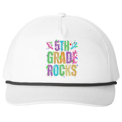 School Rocks Back To School Rockin 5th Grade Rocks Snapback Five-Panel Rope Hat