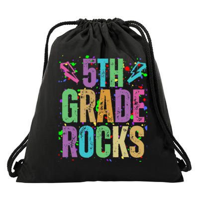 School Rocks Back To School Rockin 5th Grade Rocks Drawstring Bag