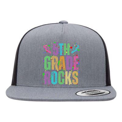 School Rocks Back To School Rockin 5th Grade Rocks Flat Bill Trucker Hat