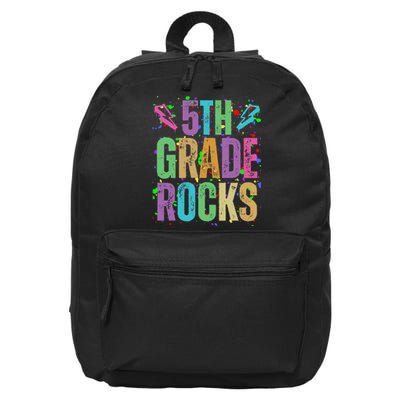 School Rocks Back To School Rockin 5th Grade Rocks 16 in Basic Backpack