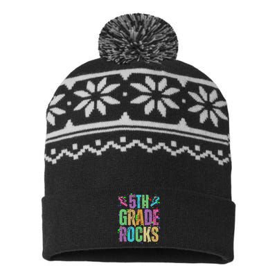 School Rocks Back To School Rockin 5th Grade Rocks USA-Made Snowflake Beanie