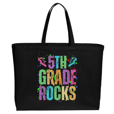 School Rocks Back To School Rockin 5th Grade Rocks Cotton Canvas Jumbo Tote