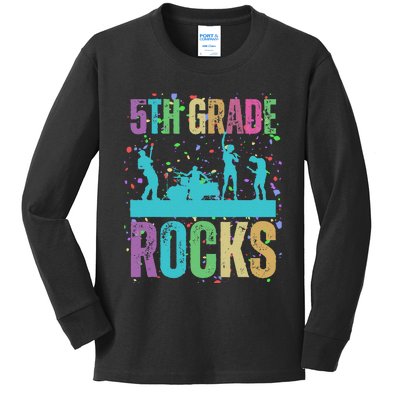 School Rocks Back To School Rockin 5th Grade Rocks Kids Long Sleeve Shirt