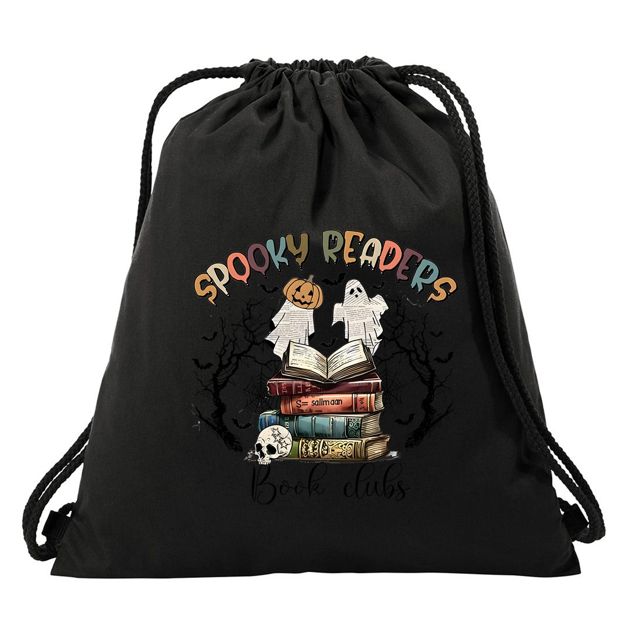 Spooky Readers Book Clubs Drawstring Bag