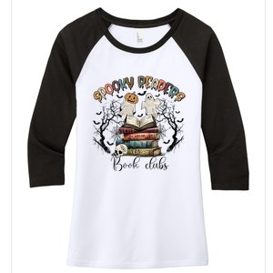 Spooky Readers Book Clubs Women's Tri-Blend 3/4-Sleeve Raglan Shirt