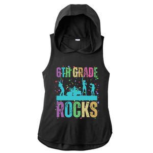 School Rocks Back To School Rockin 6th Grade Rocks Ladies PosiCharge Tri-Blend Wicking Draft Hoodie Tank