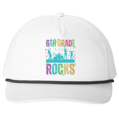 School Rocks Back To School Rockin 6th Grade Rocks Snapback Five-Panel Rope Hat