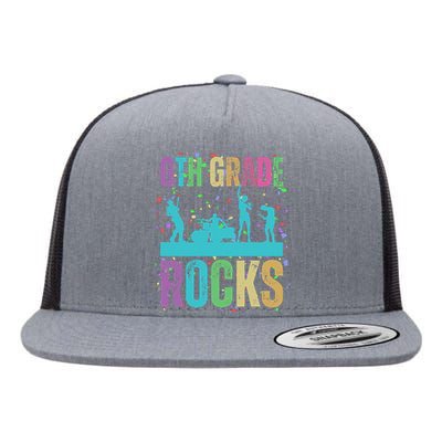 School Rocks Back To School Rockin 6th Grade Rocks Flat Bill Trucker Hat