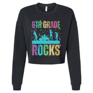 School Rocks Back To School Rockin 6th Grade Rocks Cropped Pullover Crew