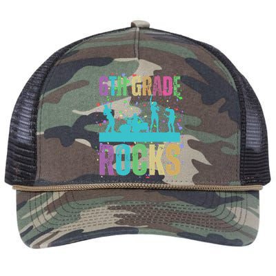 School Rocks Back To School Rockin 6th Grade Rocks Retro Rope Trucker Hat Cap