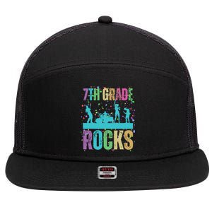 School Rocks Back To School Rockin 7th Grade Rocks 7 Panel Mesh Trucker Snapback Hat