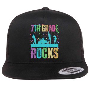 School Rocks Back To School Rockin 7th Grade Rocks Flat Bill Trucker Hat