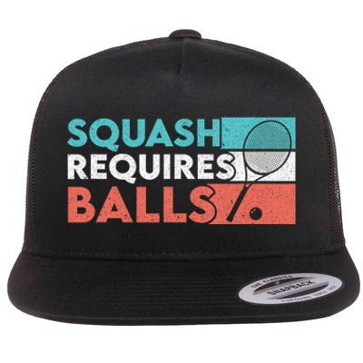 Squash Requires Balls Racquetball Squash Player Flat Bill Trucker Hat