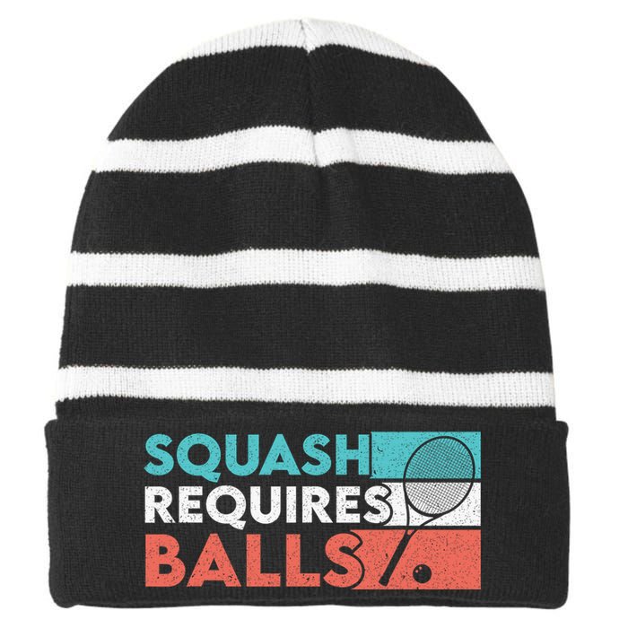 Squash Requires Balls Racquetball Squash Player Striped Beanie with Solid Band