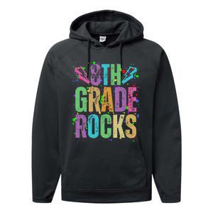 School Rocks Back To School Rockin 8th Grade Rocks Performance Fleece Hoodie