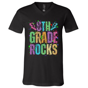 School Rocks Back To School Rockin 8th Grade Rocks V-Neck T-Shirt