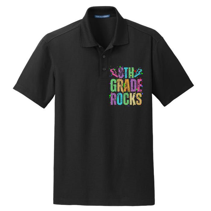 School Rocks Back To School Rockin 8th Grade Rocks Dry Zone Grid Polo