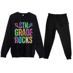 School Rocks Back To School Rockin 8th Grade Rocks Premium Crewneck Sweatsuit Set