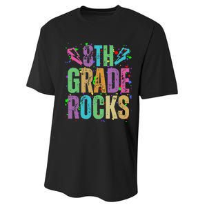 School Rocks Back To School Rockin 8th Grade Rocks Performance Sprint T-Shirt