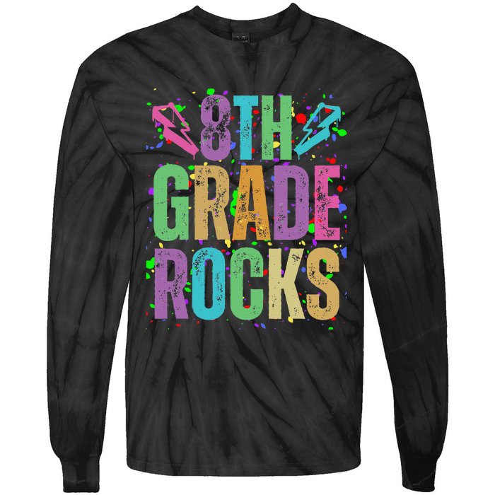 School Rocks Back To School Rockin 8th Grade Rocks Tie-Dye Long Sleeve Shirt