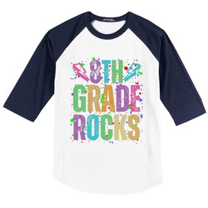 School Rocks Back To School Rockin 8th Grade Rocks Baseball Sleeve Shirt