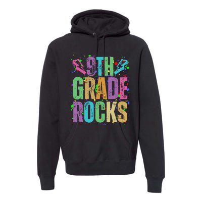 School Rocks Back To School Rockin 9th Grade Rocks Premium Hoodie