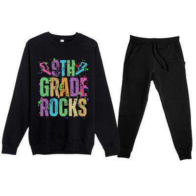 School Rocks Back To School Rockin 9th Grade Rocks Premium Crewneck Sweatsuit Set