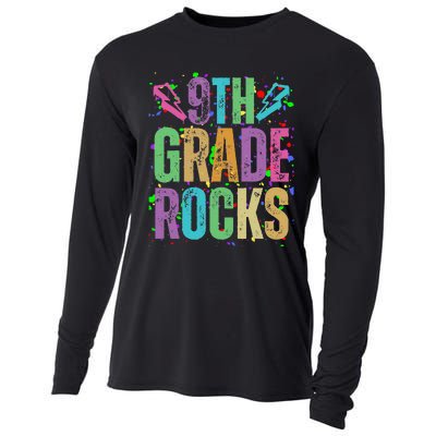 School Rocks Back To School Rockin 9th Grade Rocks Cooling Performance Long Sleeve Crew