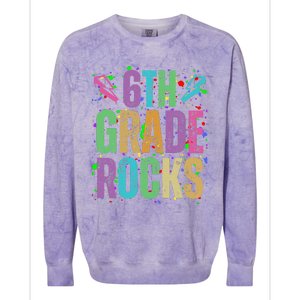 School Rocks Back To School Rockin 6th Grade Rocks Colorblast Crewneck Sweatshirt