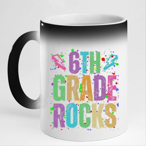 School Rocks Back To School Rockin 6th Grade Rocks 11oz Black Color Changing Mug