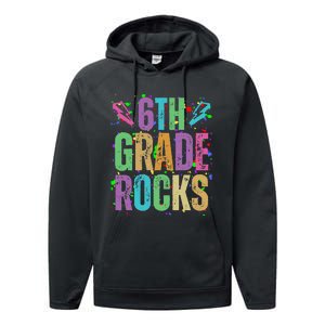 School Rocks Back To School Rockin 6th Grade Rocks Performance Fleece Hoodie