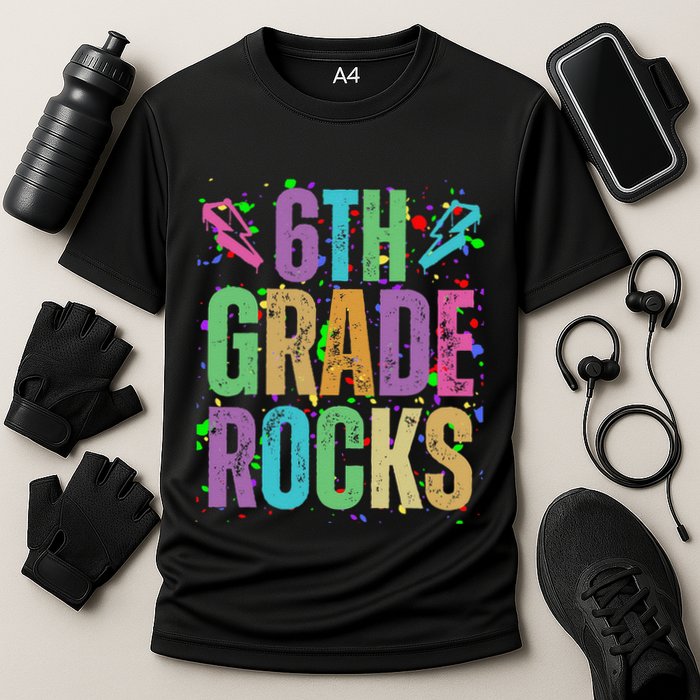 School Rocks Back To School Rockin 6th Grade Rocks Cooling Performance Crew T-Shirt