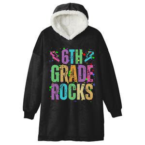 School Rocks Back To School Rockin 6th Grade Rocks Hooded Wearable Blanket