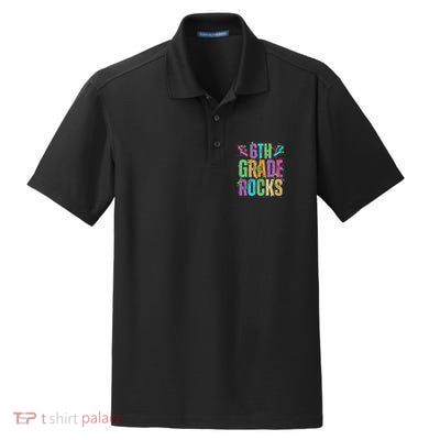 School Rocks Back To School Rockin 6th Grade Rocks Dry Zone Grid Polo