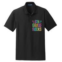 School Rocks Back To School Rockin 6th Grade Rocks Dry Zone Grid Polo