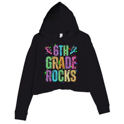 School Rocks Back To School Rockin 6th Grade Rocks Crop Fleece Hoodie