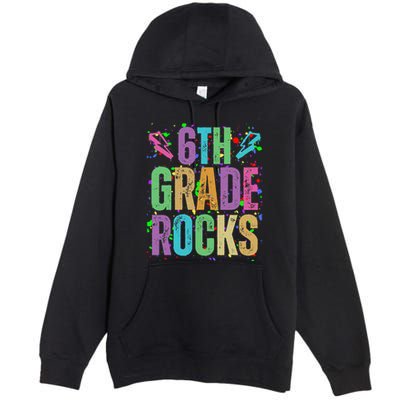 School Rocks Back To School Rockin 6th Grade Rocks Premium Pullover Hoodie