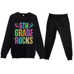 School Rocks Back To School Rockin 6th Grade Rocks Premium Crewneck Sweatsuit Set