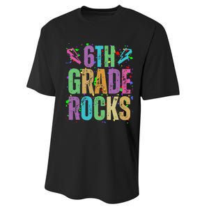 School Rocks Back To School Rockin 6th Grade Rocks Performance Sprint T-Shirt