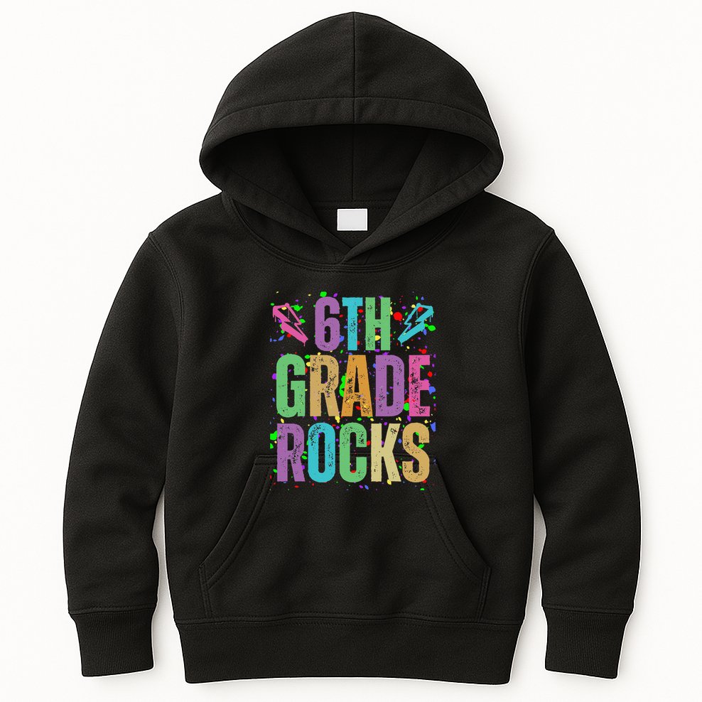 School Rocks Back To School Rockin 6th Grade Rocks Kids Hoodie