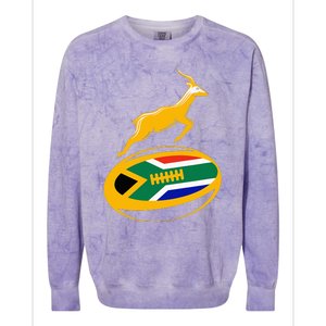 Springbok Rugby Ball & South African Flag Colorblast Crewneck Sweatshirt