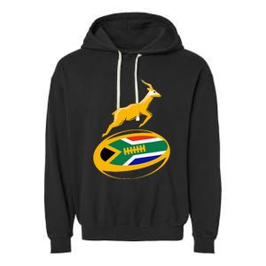 Springbok Rugby Ball & South African Flag Garment-Dyed Fleece Hoodie