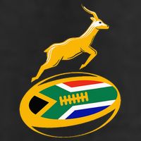 Springbok Rugby Ball & South African Flag 7 Panel Mesh Trucker Snapback Hat