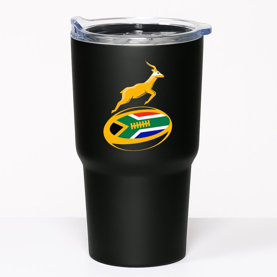 Springbok Rugby Ball & South African Flag Tumbler