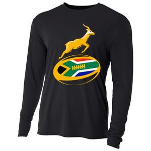 Springbok Rugby Ball & South African Flag Cooling Performance Long Sleeve Crew