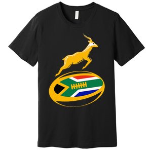 Springbok Rugby Ball & South African Flag Premium T-Shirt