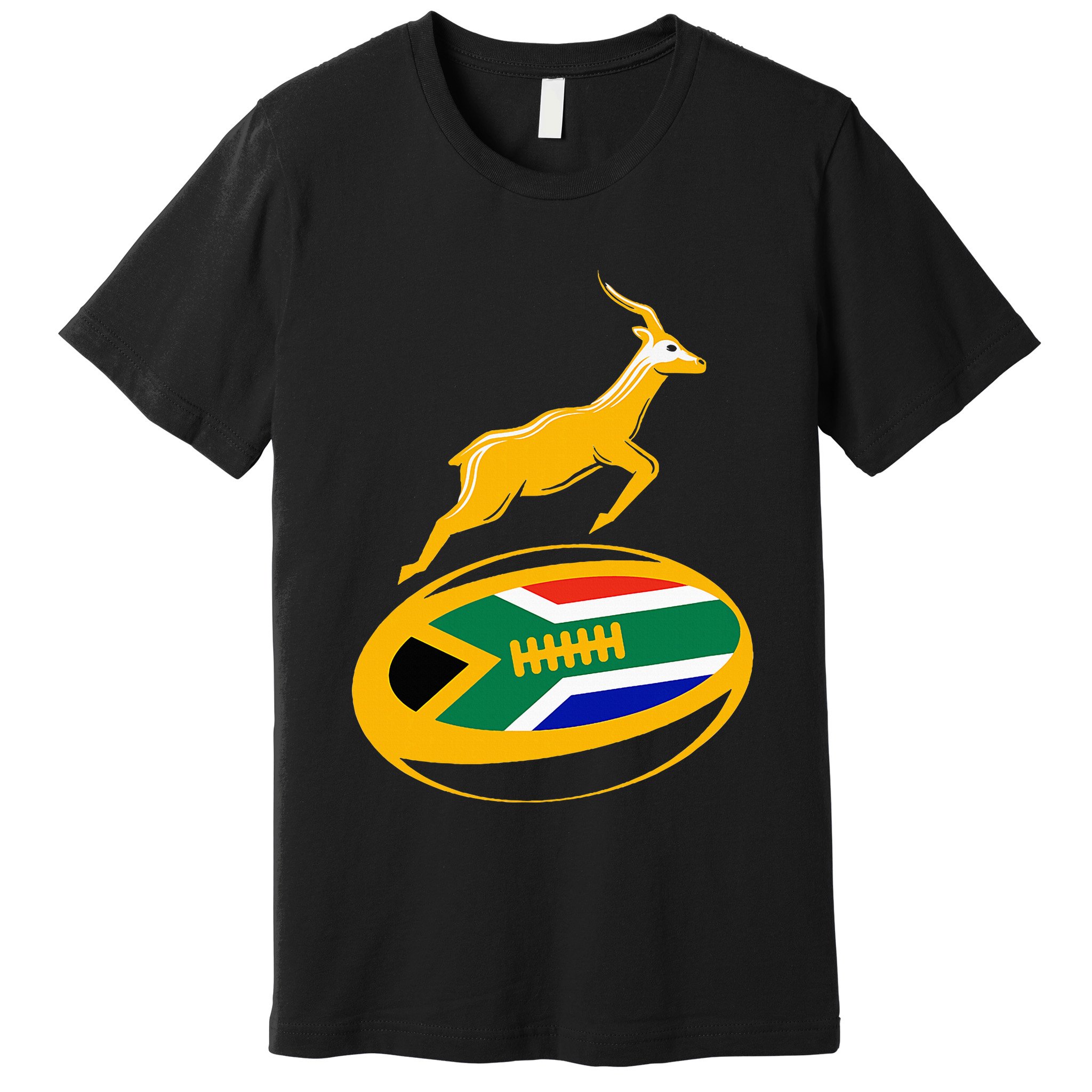 Springbok Rugby Ball & South African Flag Premium T-Shirt