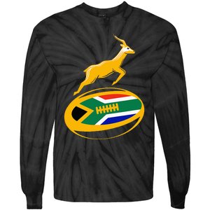 Springbok Rugby Ball & South African Flag Tie-Dye Long Sleeve Shirt