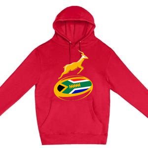 Springbok Rugby Ball & South African Flag Premium Pullover Hoodie